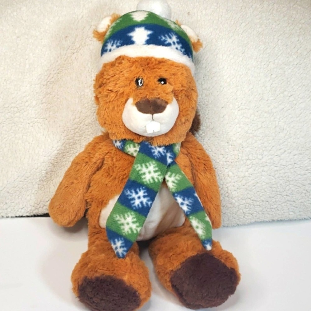 KellyToy Beaver Plush Winter Snow Scarf Hat 2017
